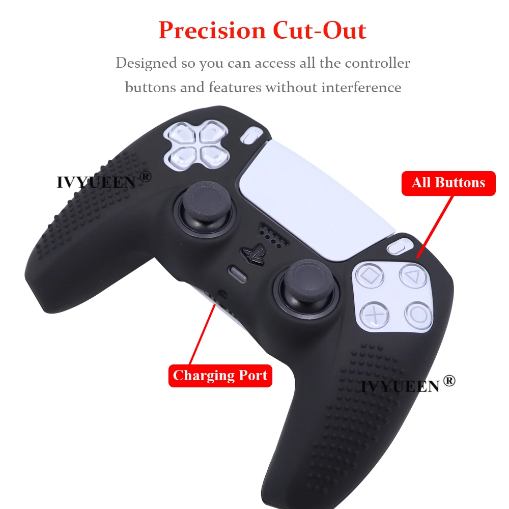 Ivyueen gel de silicone macio capa de borracha para playstation 5 ps5 controlador proteção da pele polegar aperto caps para dualsense