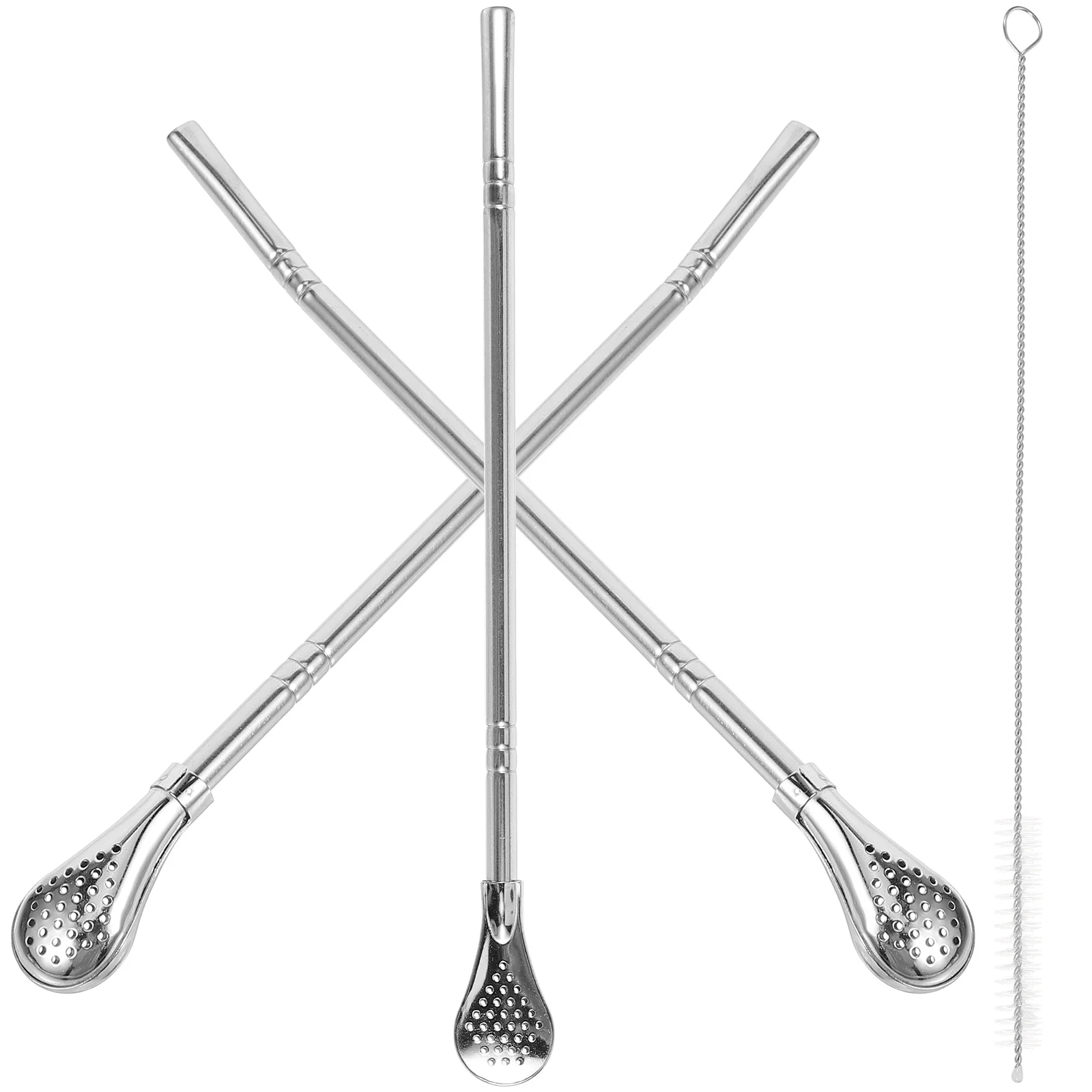 

1Set Stainless Steel Straw Spoon Detachable Stirrer for Home Coffee Shop Bakery Restaurant Multipurpose Cleaning Brush