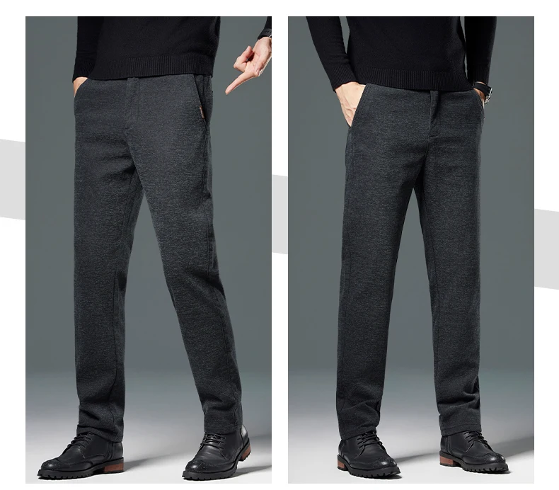 Herbst-Winter-Herren-Freizeithose, Business-Slim-Fit, gerade geschnitten, mit elastischem Bund, Arbeitshose, Cargo-Hose, einfarbig, koreanischer Stil, Stretch-Hose für Herren – Detail 7