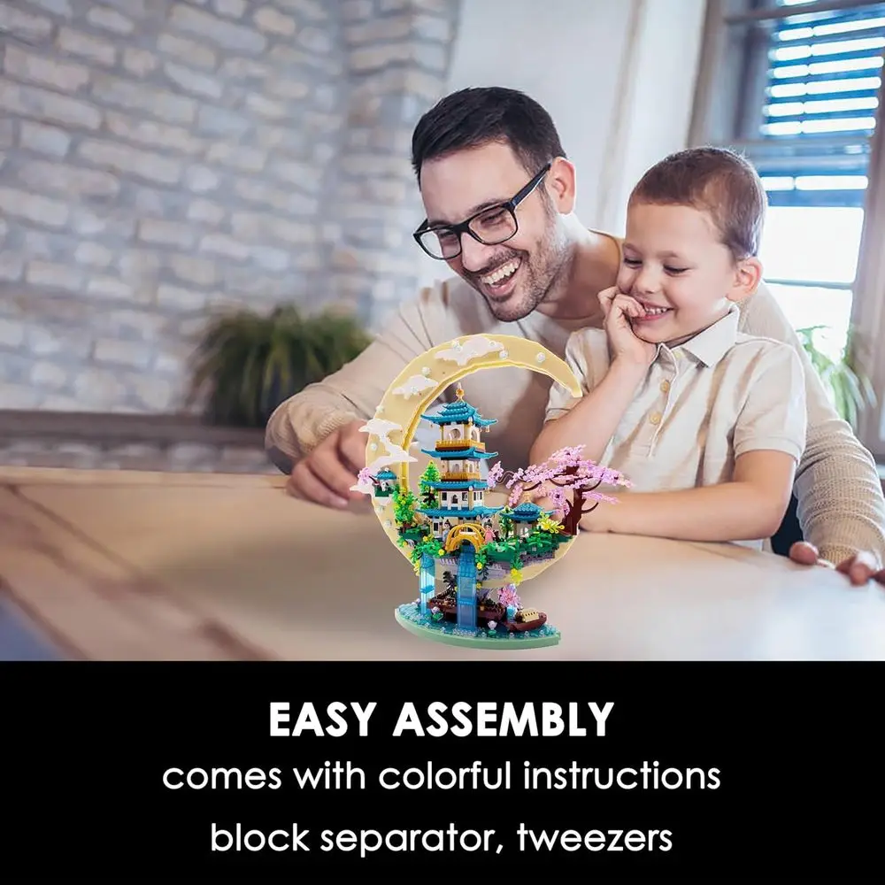 Set di microblocco per bonsai e casa sull'albero in fiore di ciliegio giapponese, 4288 pezzi, ideale per età superiore ai 14 anni