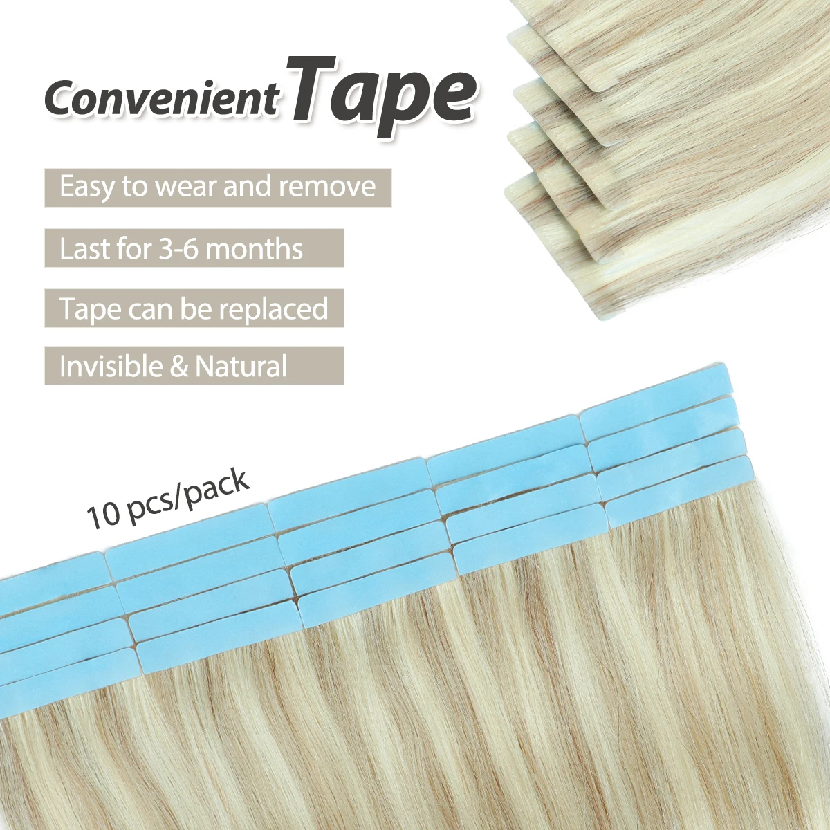 Invisible PU Tape Hair Extensions Hand Tied Tape in Human Hair Extensions Natural Adhesive Tape in Extension 10pcs/pack