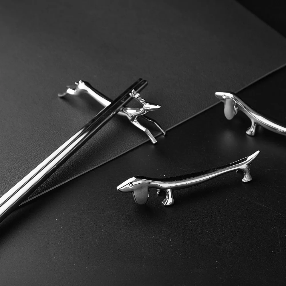 Silver Cutlery Bracket Holder Kitchen Accessories Zinc Alloy Cute Cutlery Storage Fawn /Little Dog Shape Tableware Rack Holder