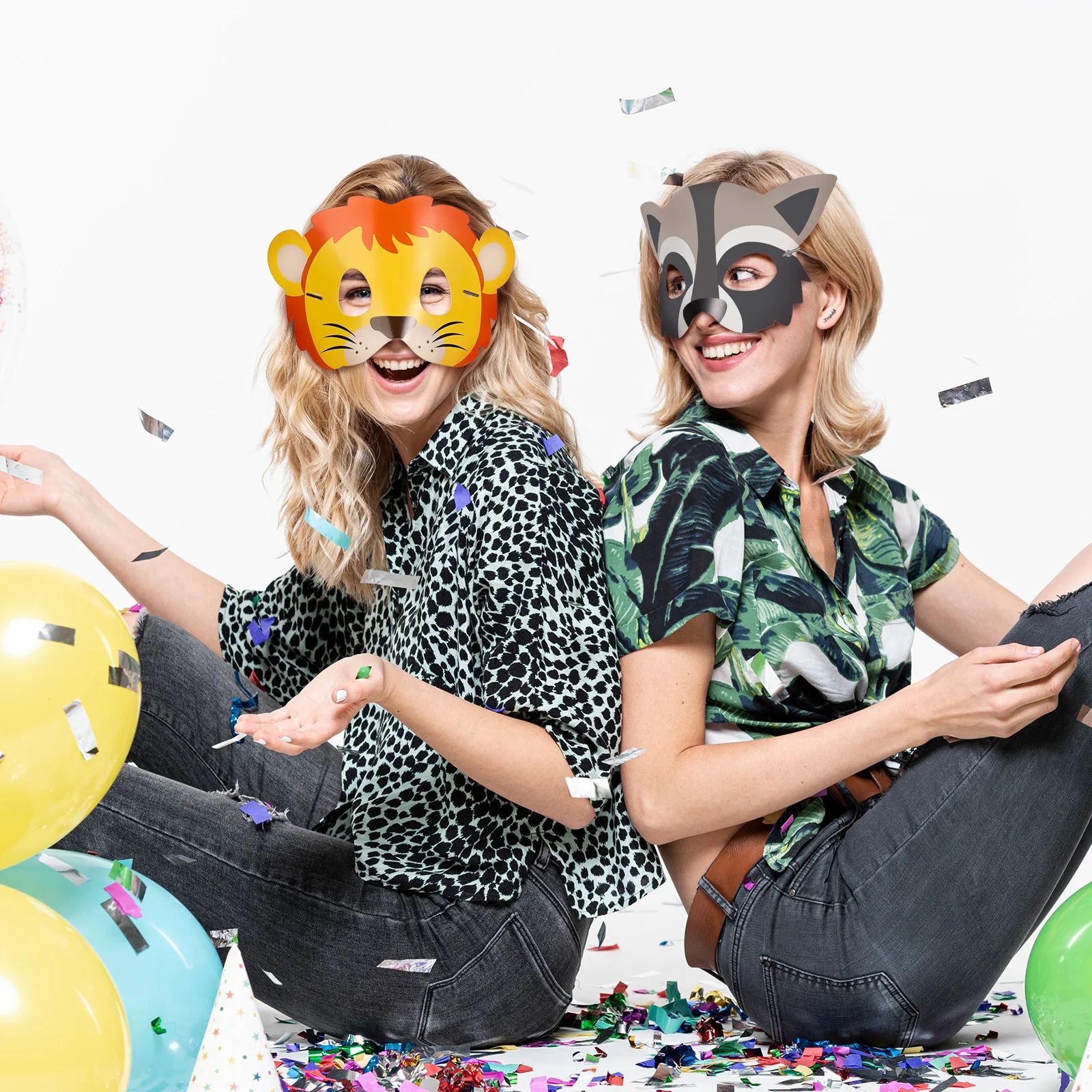 

16pcs Animal Masks Cute Cartoon Paper Masks For Kids Jungle Halloween Party Costume Photo Props Decorative Party Favors