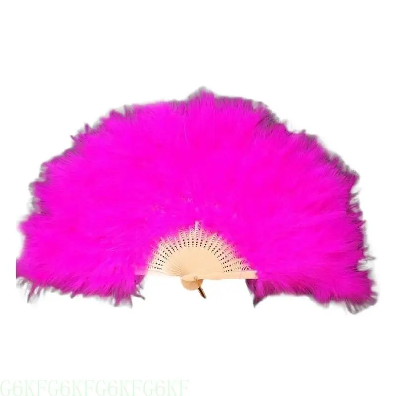 

G6KF Folding Feather Fan Handheld Fairy Fan Ornaments Art Crafts Supplies Household for Makeup Stage Performance Party