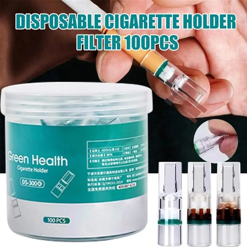 100PCS Disposable Cigarette Filters Smoking Cleaning Holder Tar Tobacco Remove Tar Filtration Health Care Cigarette Filter Tips