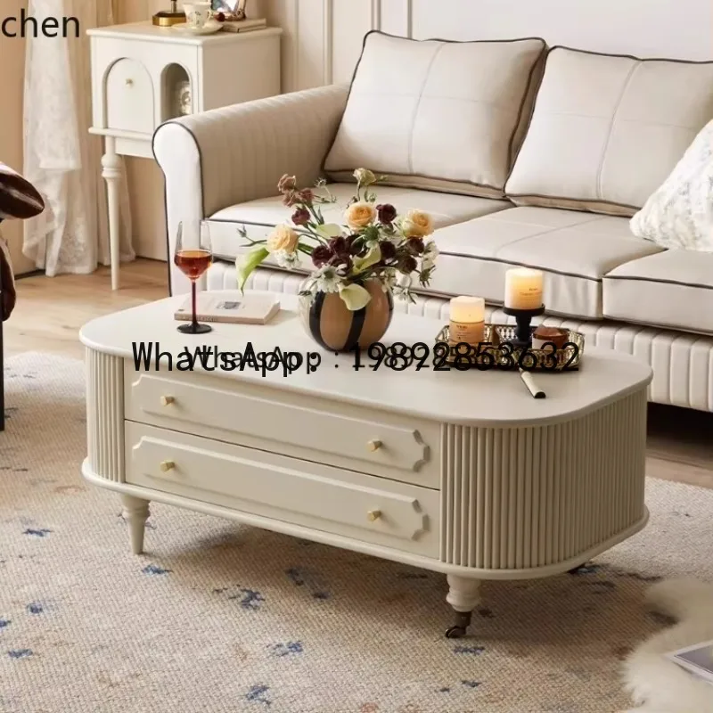 

X4 retro cream wind TV cabinet coffee table solid wood small side table simple entrance table