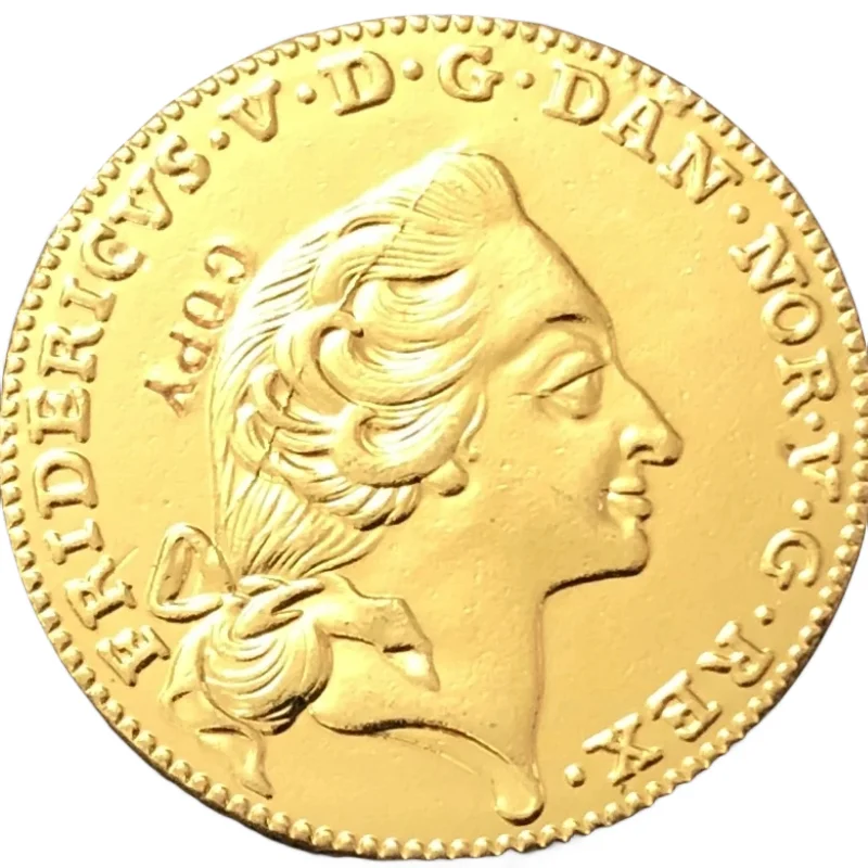 

1758 Denmark 12 Mark-Fredrik V 22K Gold Plated Copy Coin