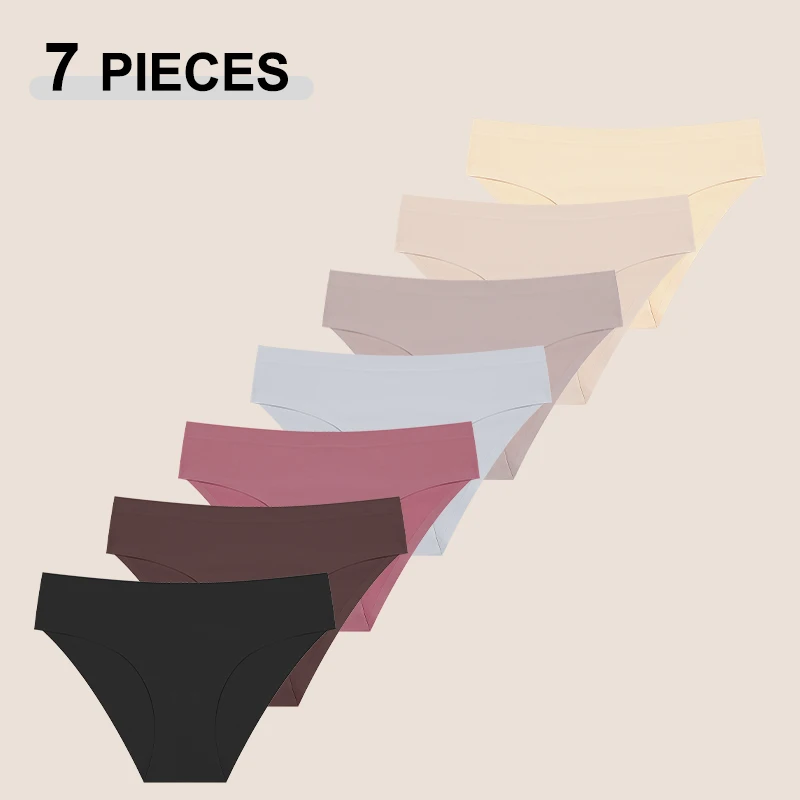 7 Teile/satz frauen Sexy Low Taille Säumen Spurlose Höschen Einfarbig Weiche Haut-freundliche Unterhose Atmungsaktive Intime Dessous