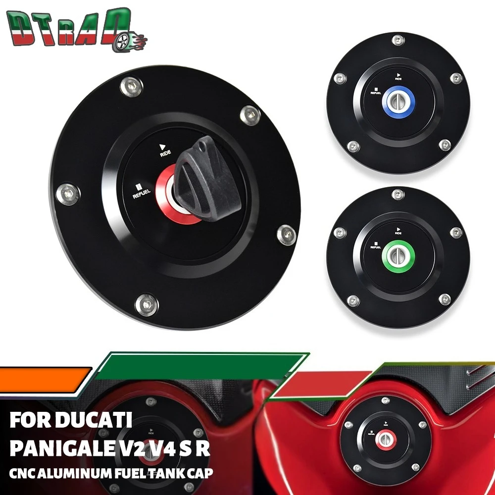 

2018-2025 For DUCATI Panigale V2 V4 S R Streetfighter V2 V4S CNC Aluminum Fuel Tank Cap with Key Anti-theft Gas Oil Petrol Cover