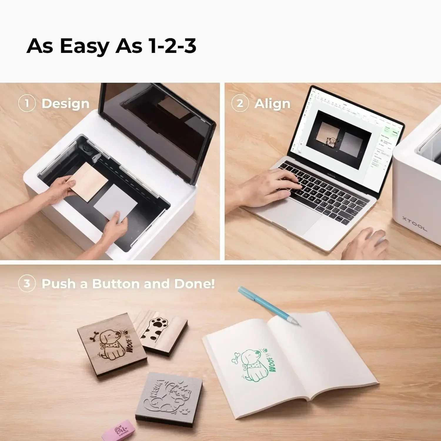 xTool M1 2-in-1 Laser Engraver, 10w Output Craft Laser Cutter with Integrated Enclosure, Compatibility with Rotary