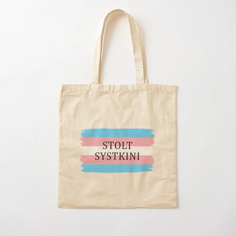 

Trans fáni - Stolt systkini Tote Bag shopping cart bags Beach bag Canvas Tote Bag