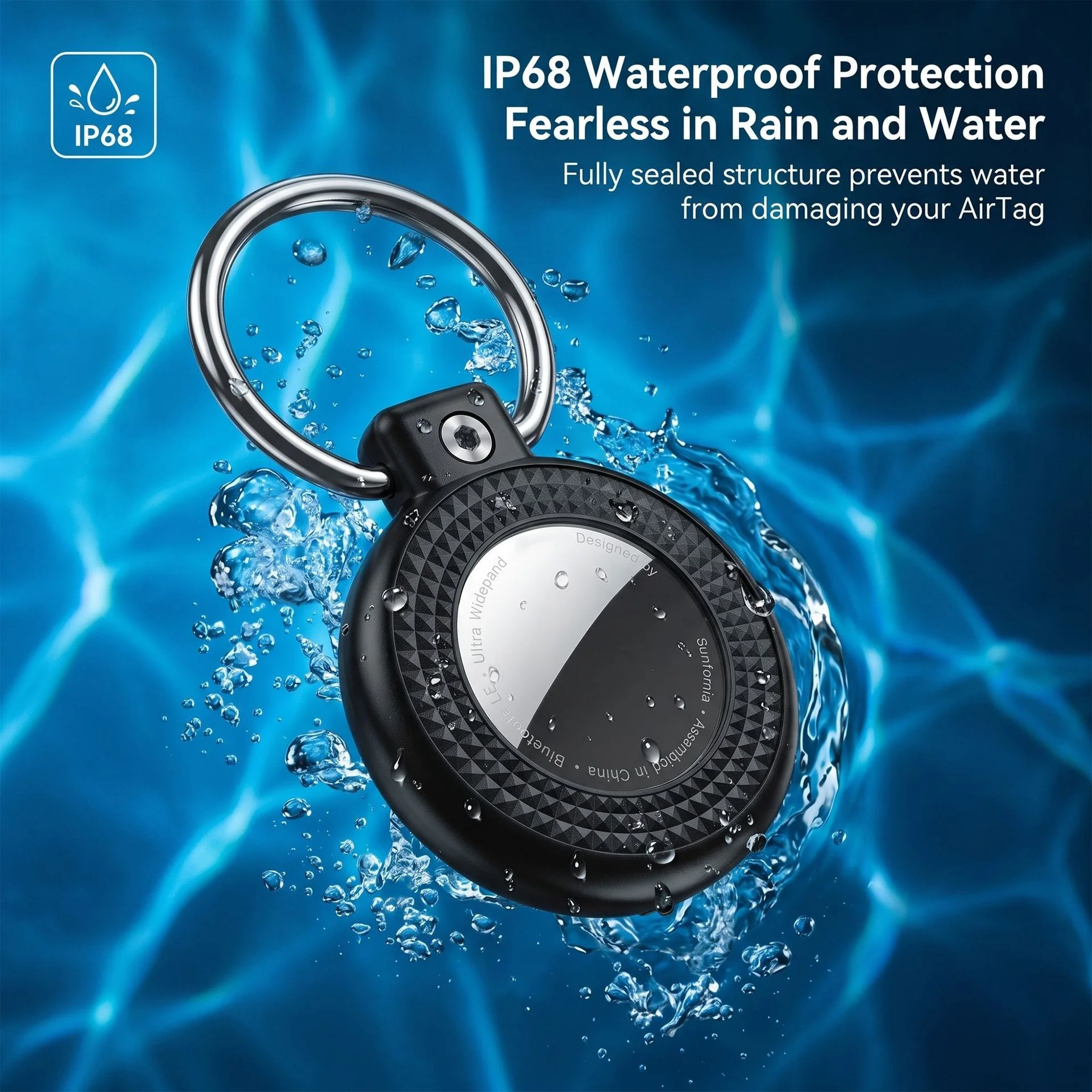 GITFOS Diamond Dual Clear AirTag Case 3 Proof Waterproof Shockproof Dustproof Keychain for Apple AirTag 1/2 Tracker Luggage Pet