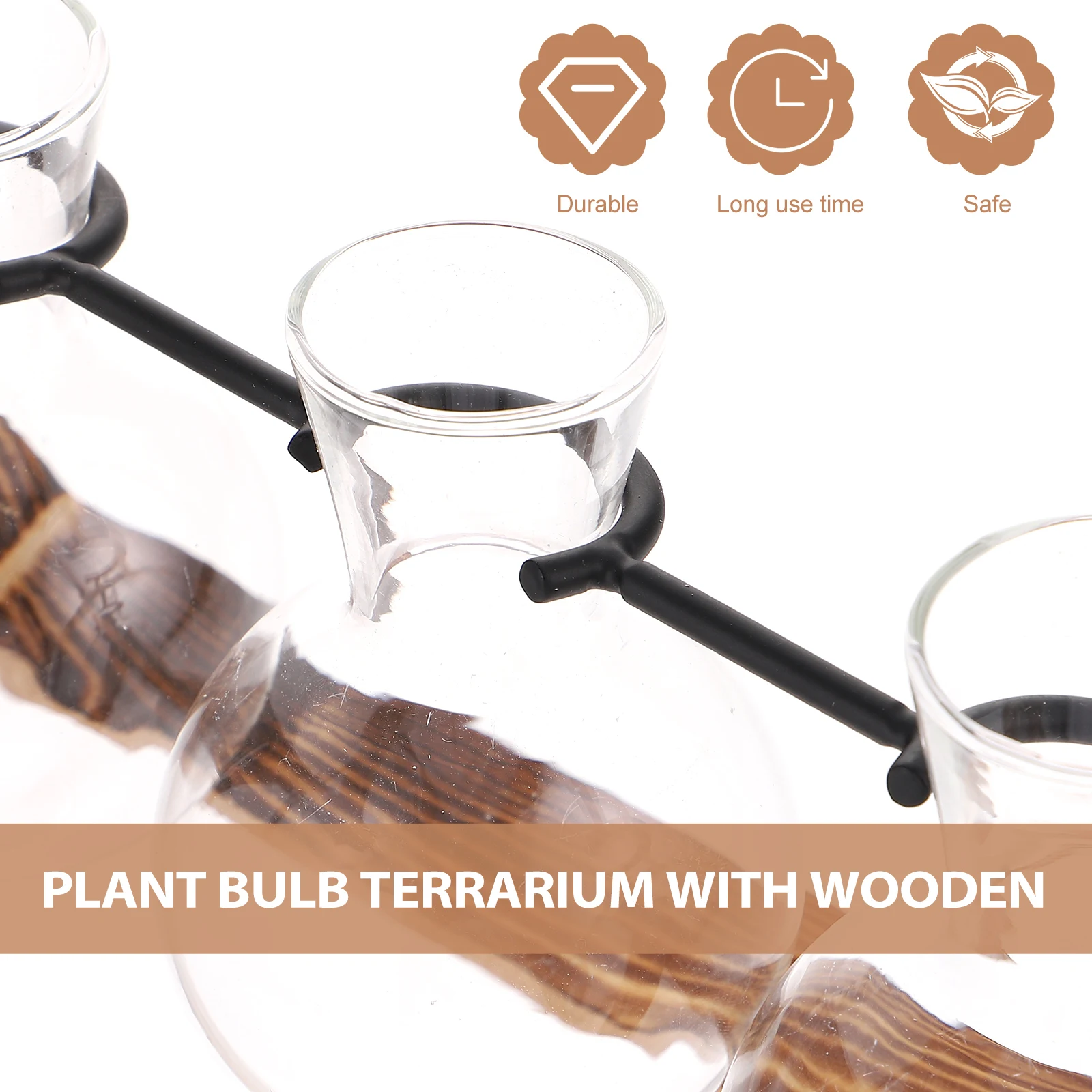 

1 Set Transparent Bulb Vase Swivel Holder Water Plant Terrarium Planter Wooden Stand Durable Air Planter For Hydroponic Plants