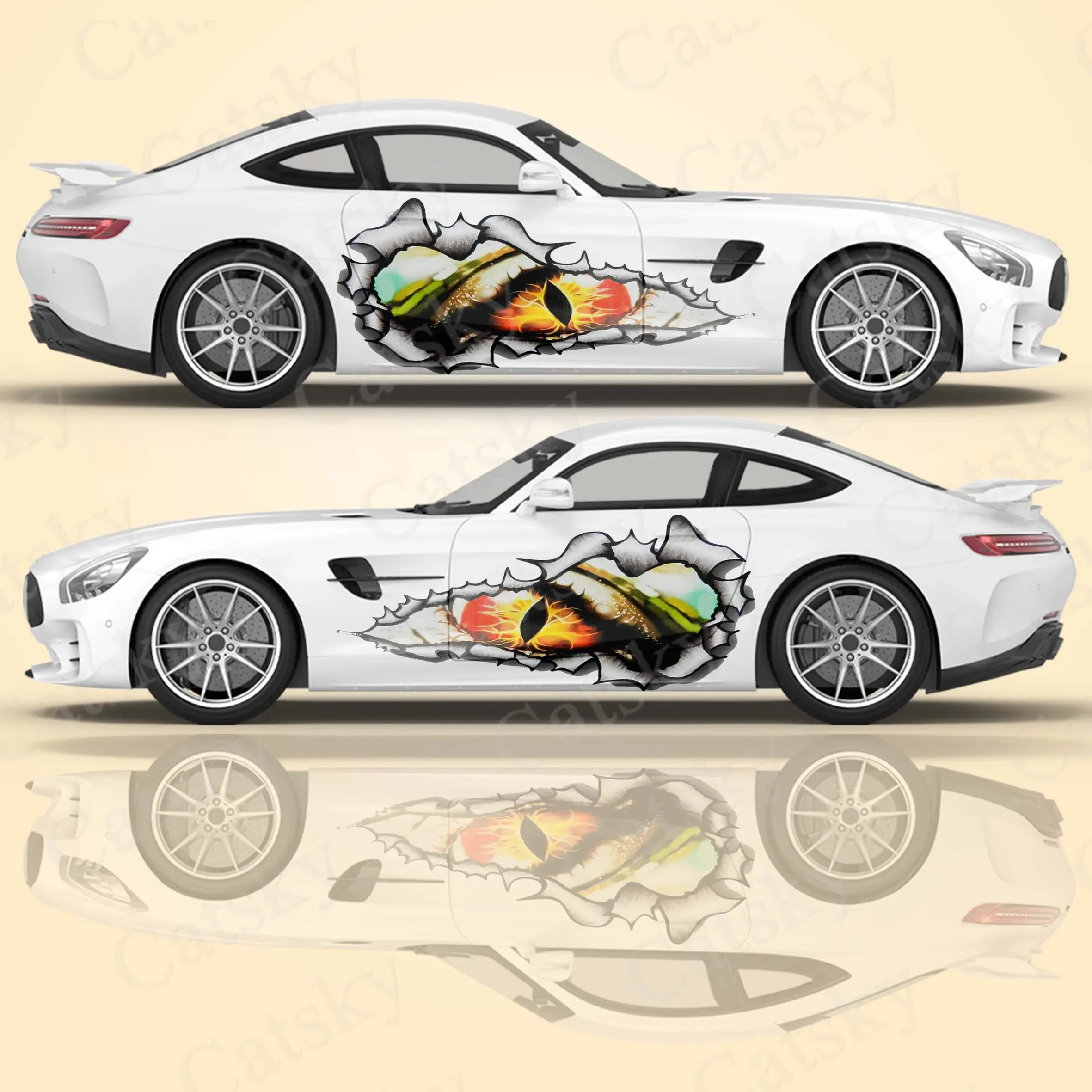 

Наклейка на автомобиль с изображением глаз, животного, боковая обертка автомобиля, боковая упаковка автомобиля, графический узор, сделай сам, наклейка для модификации автозапчастей