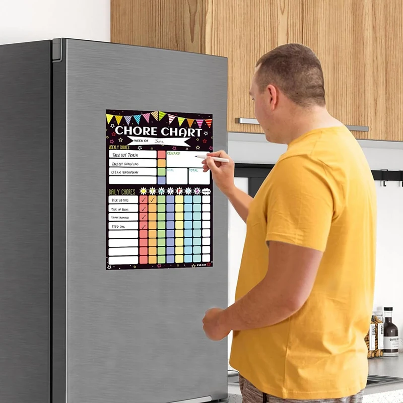2PCS Magnetic Planning Reward Chart For Weekly Dry Erase Chores Chart For Refrigerator