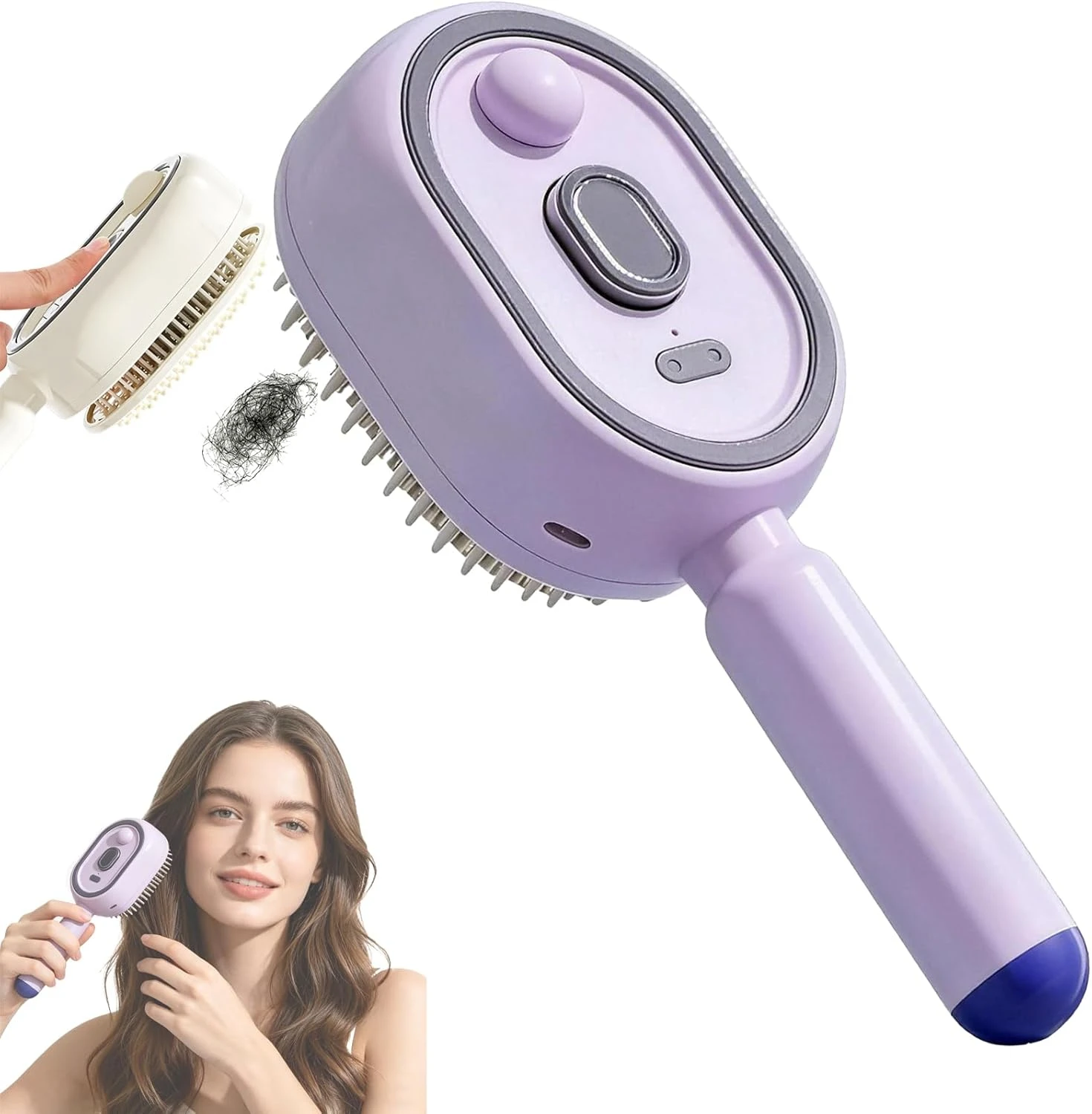 3 In 1 Air Cushion Massage Comb, Steam Essential Spray Hair Brush Self Cleaning Anti Frizz Detangling Tool For Wet Dry Hair Care