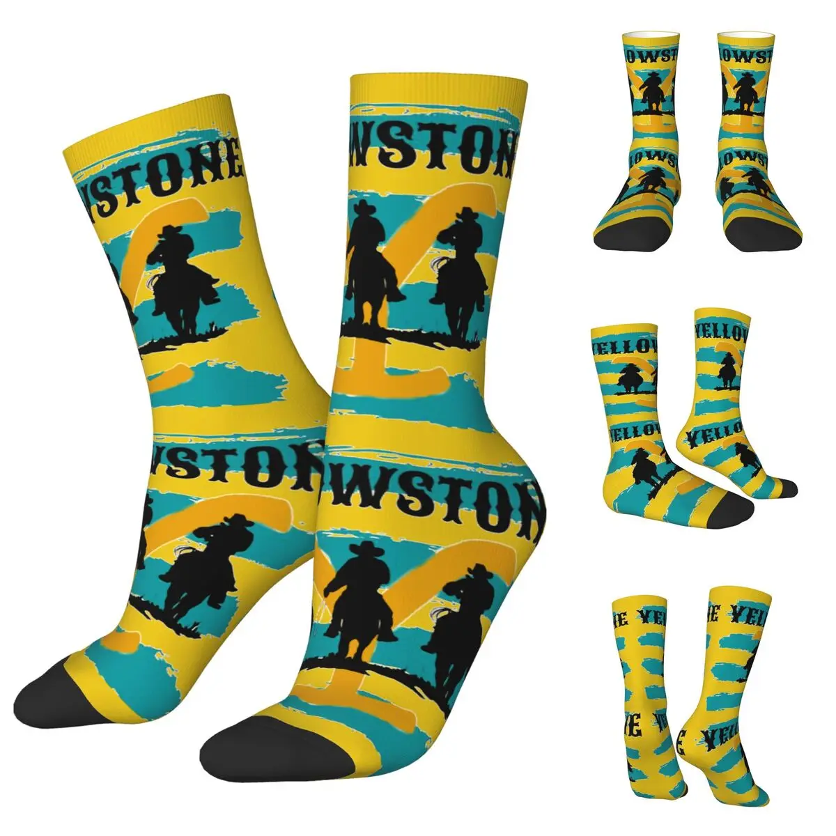 Cowboy Et De Yellowstone Dutton Ranch Unisex Socks,Windproof 3D Print Happy Socks Street Style Crazy Sock