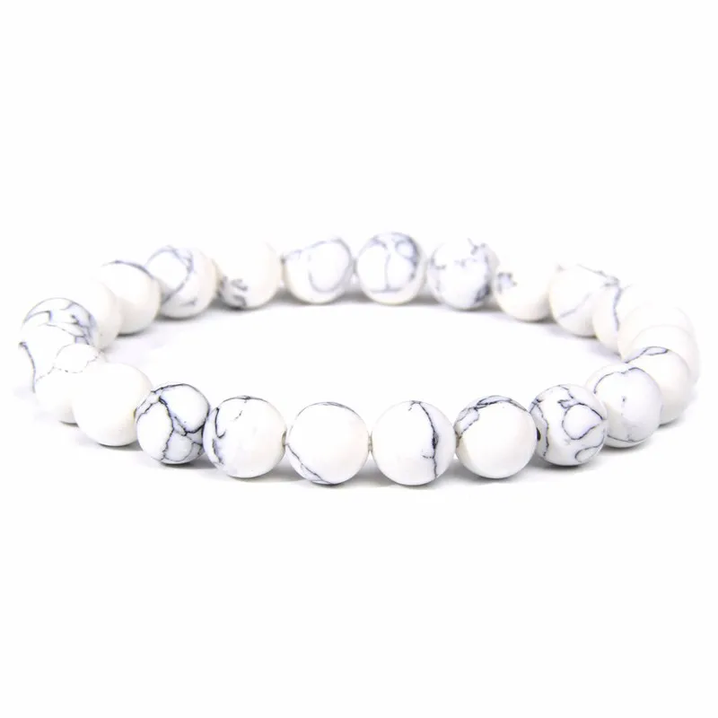 8mm Tiger Eye White Pine Agate Crystal Stone Beaded Bracelet Elastic Stretch Handmade Fashion Jewelry Gift For Women Men Unisex
