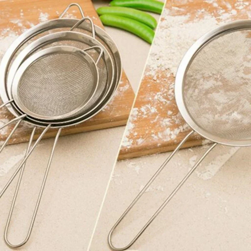 3pcs/set Stainless steel Wire Fine Mesh Oil Strainer Flour Colander Sieve Sifter Pastry Baking Tools kitchen accessories
