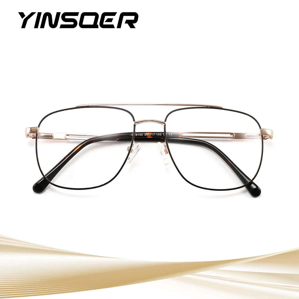 

Ultra-light Fashion Double Beam Eyewear Women Retro Trend Metal Optical Prescription Eyeglasses Frame Men