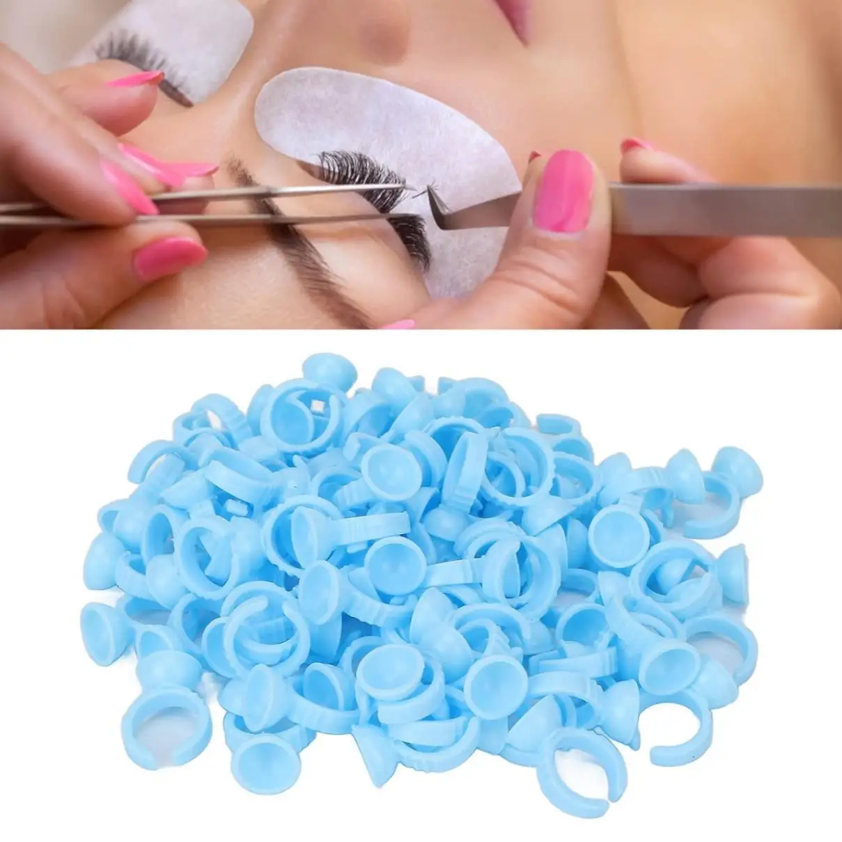 

100Pcs Disposable Eyelash Glue Cup Ring Holder Container Tattoo Pigment Eyelash Extension Tools Lash Supplies Nail Art Wholesale