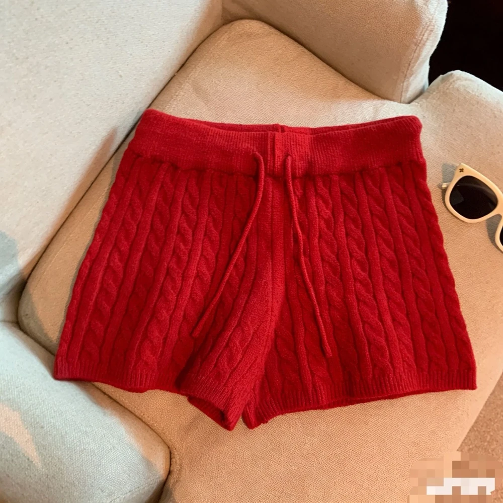 Neue Damen-Strickshorts, vielseitige Strickshorts, lockere, weit geschnittene, lässige Minishorts für Damen – Detail 25