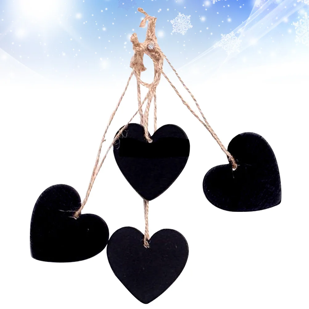 24Pcs Mini Blackboard Pendant Double Sided Chalkboard Home Decor Christmas Gift Wooden Heart Shape Small Blackboard Pendant