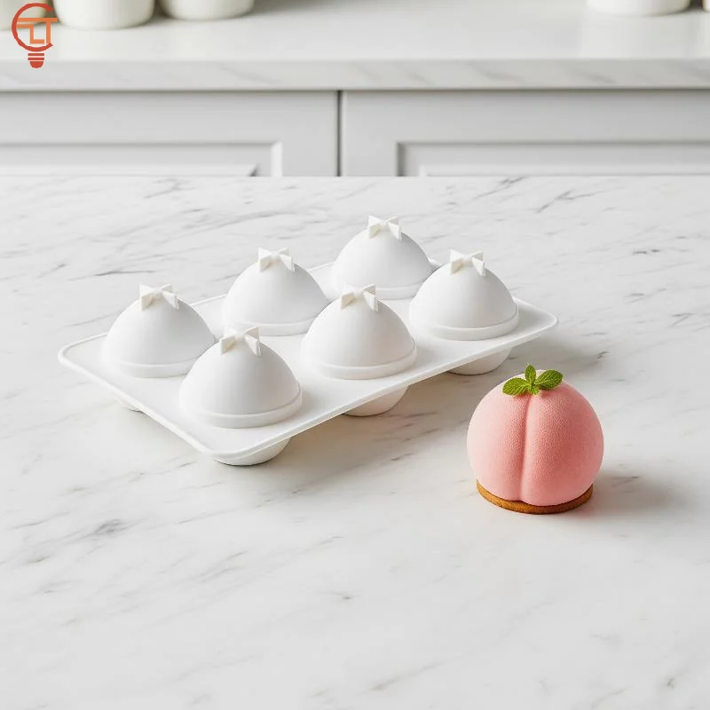 

Food Grade Silicone 6 Cavity Peach Mold Nonstick Surface Perfect For Baking Mousse Jelly Dessert