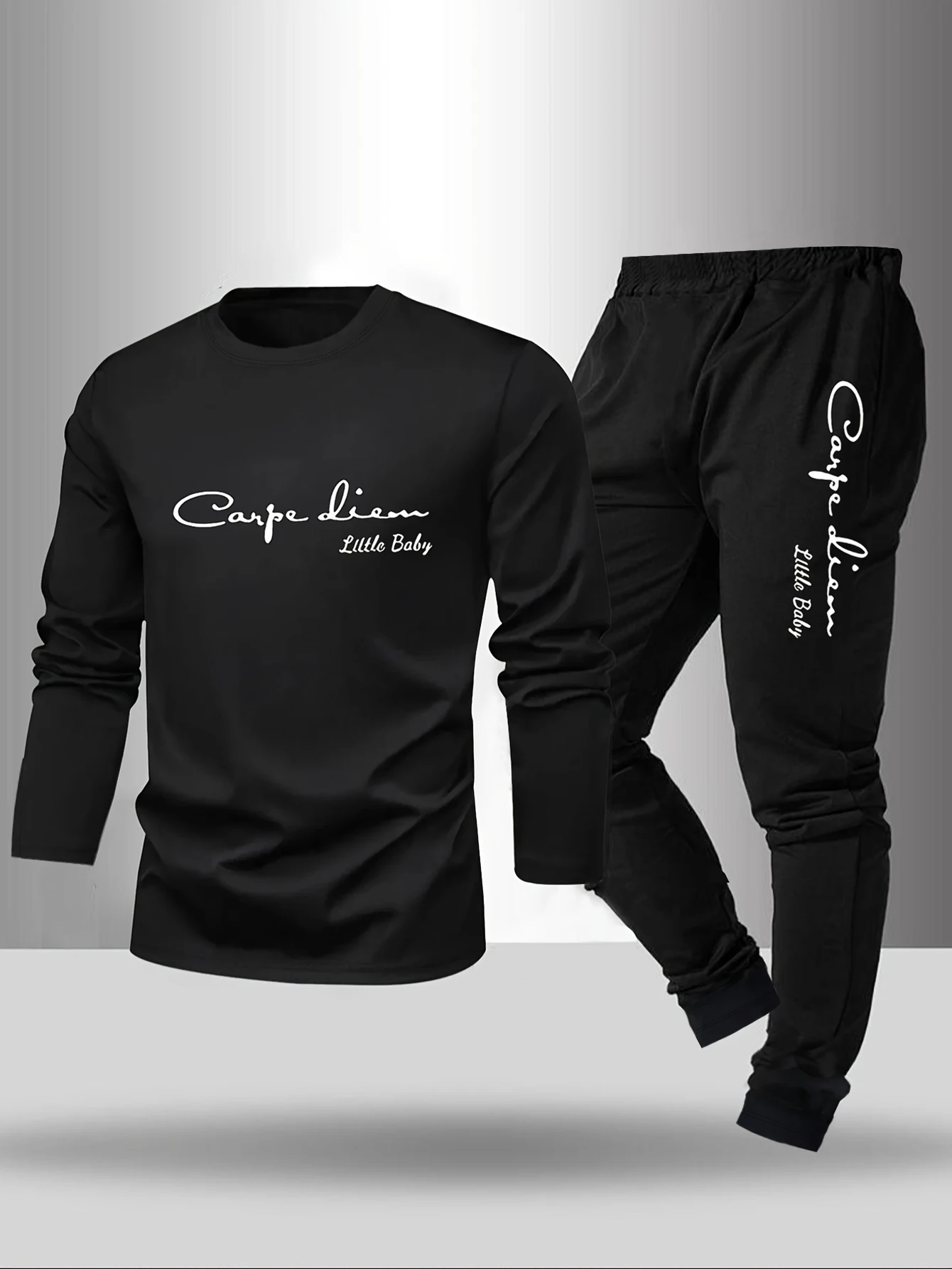 남성용 2피스 잠옷 세트 (봄, 여름, 가을, 겨울용) 긴팔 바지 레터 패턴 베이스 셔츠 홈웨어 세트