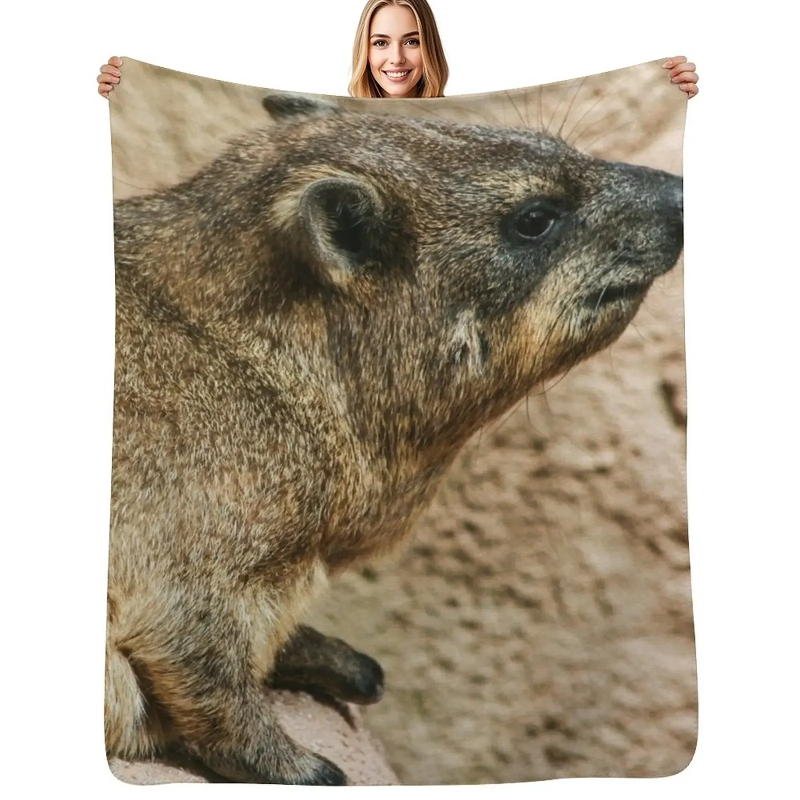

Rock hyrax Throw Blanket wednesday Large funny gift Beach Blanket