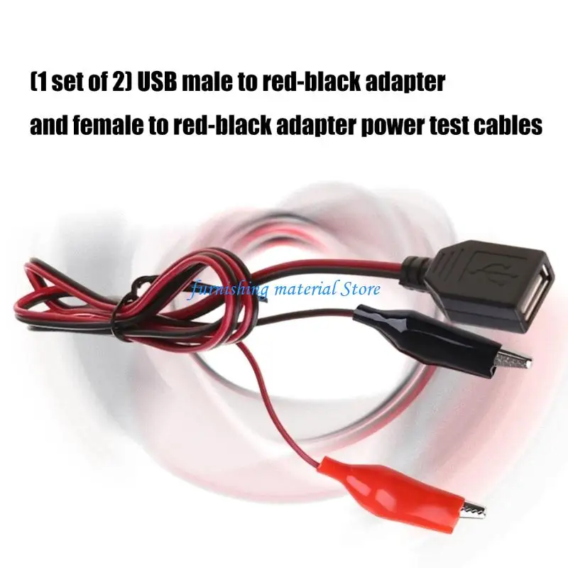 Y5GD 2pcs USB Male Female to Alligators Clip Test Cables for 5V Device Power Supply
