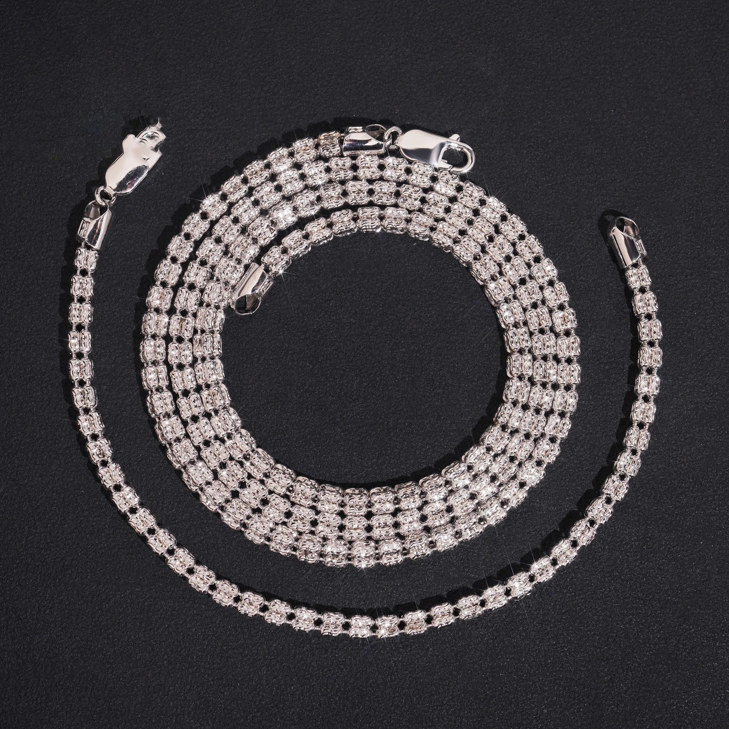 925 Sterling Silver Hip Hop Necklace Hot Selling Jewelry 4mm Moon Ice Chain Fashion Accessory for Men Women