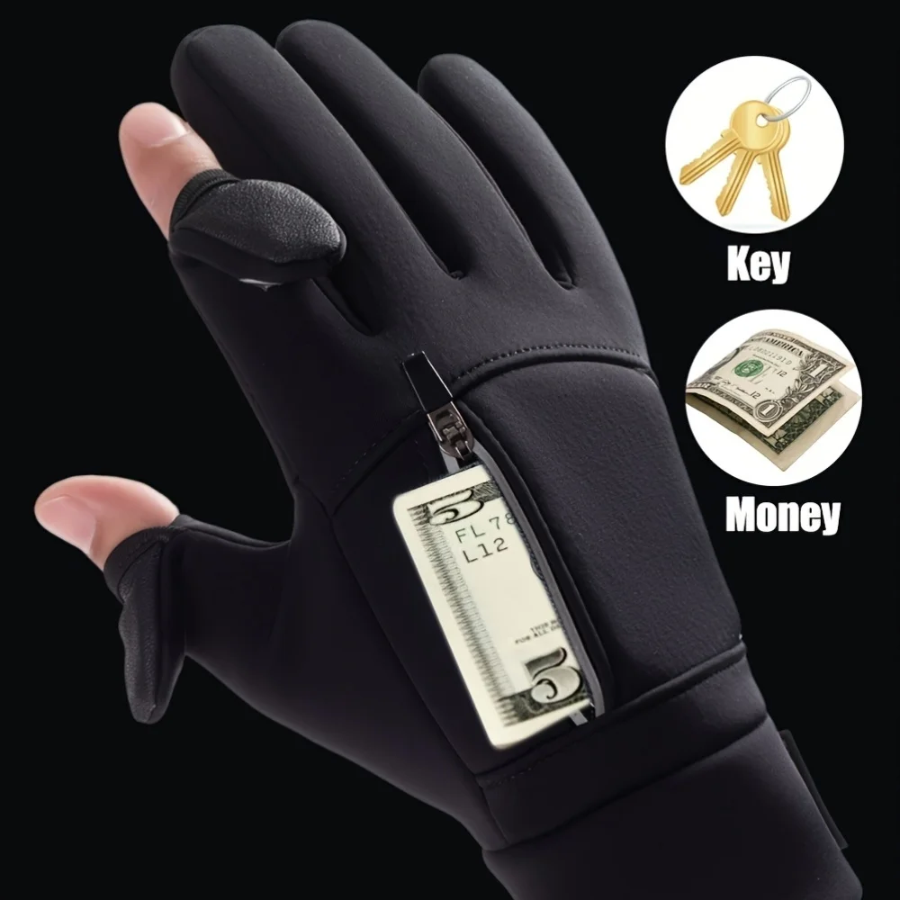 Outdoor-Fahrradhandschuhe mit Touchscreen-Funktion, winddicht und rutschfest für Herbst und Winter, mit Fleece gefüttert und verdickt für mehr Wärme.