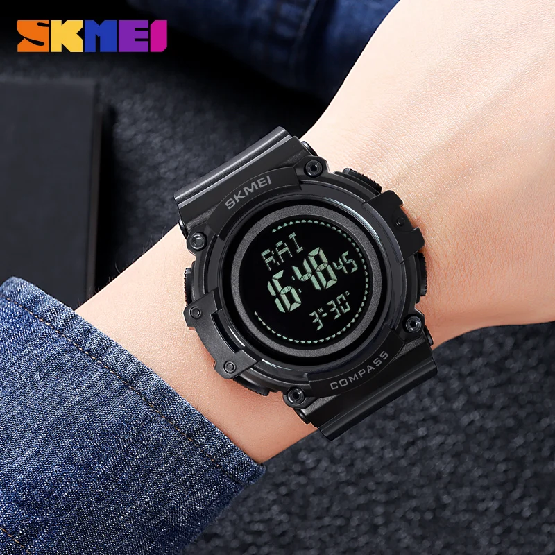 SKMEI Sport Watch for Men Luxury Original Brand Electronic Watches Waterproof Fashion Compass World Time with 3alarm Clock