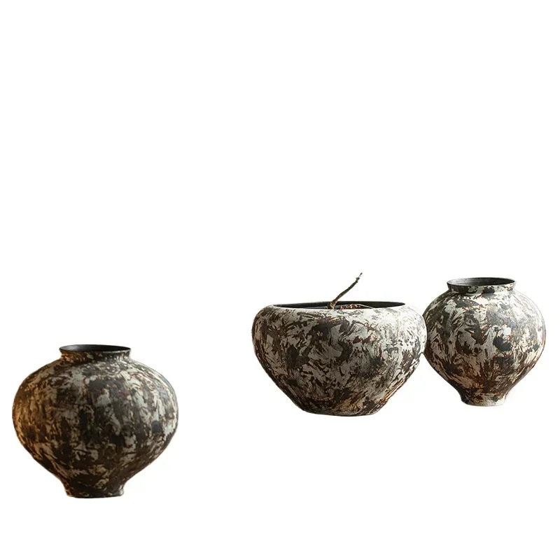 Vintage ceramic vase wabi sabi zen wind hotel tea room homestay dried flower desktop decoration creative flower utensils