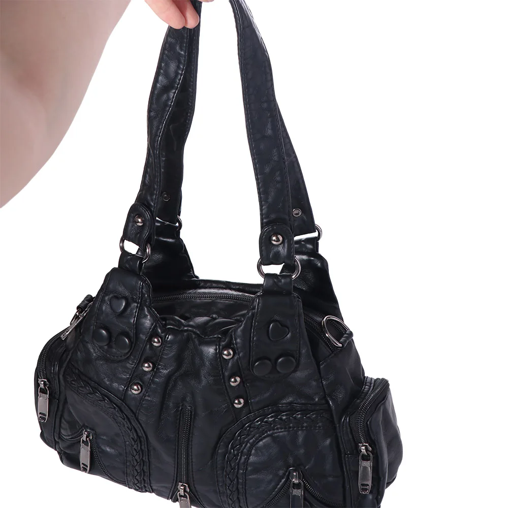 Torba na ramię ze skóry PU, duża pojemność, styl retro amerykański, torba pod pachę, styl francuski, jednolity kolor, uniwersalna torba typu saddle bag.