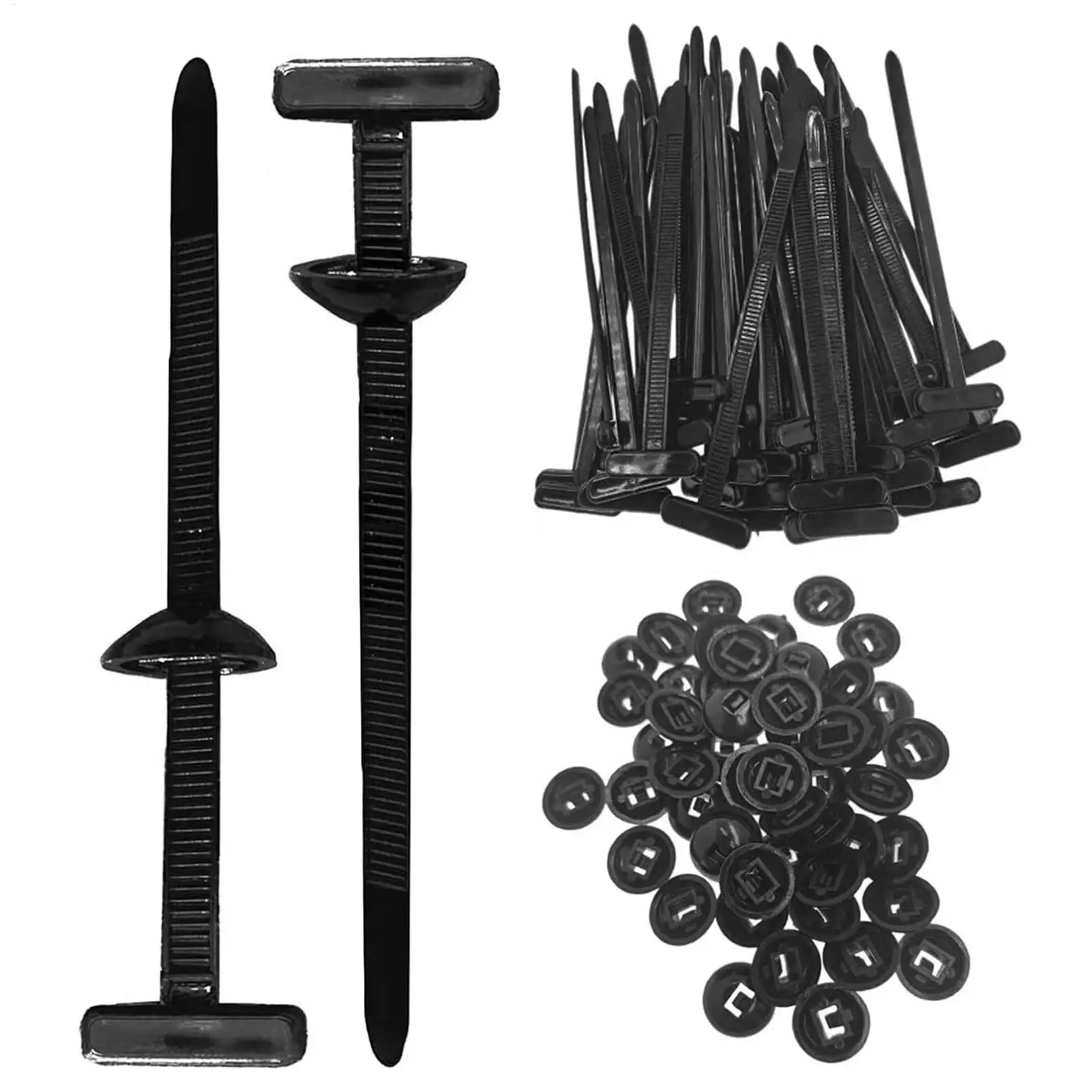 Cable Tie Buckle 100X Fastening Straps Tools Nylon Buckle UV-Resistant Fastener for Home Machine Car Daily Repair Needs