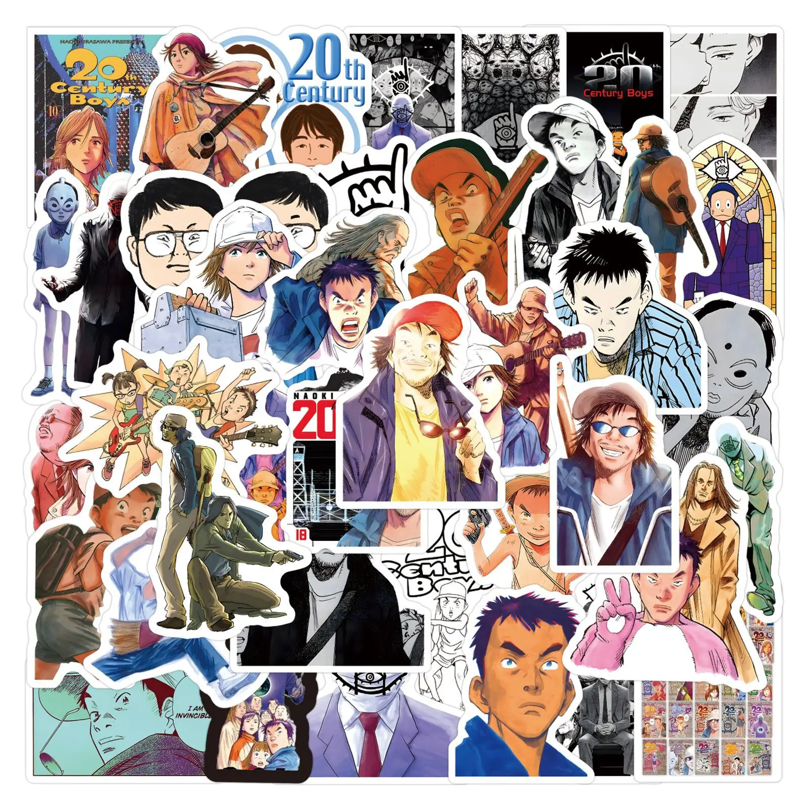 20th Century Boys Cartoon Adesivos, Decoração impermeável, Laptop, Telefone, Bagagem, Carro, Bicicleta, Anime Graffiti Decalques, Brinquedo, 10 pcs, 30 pcs, 50pcs