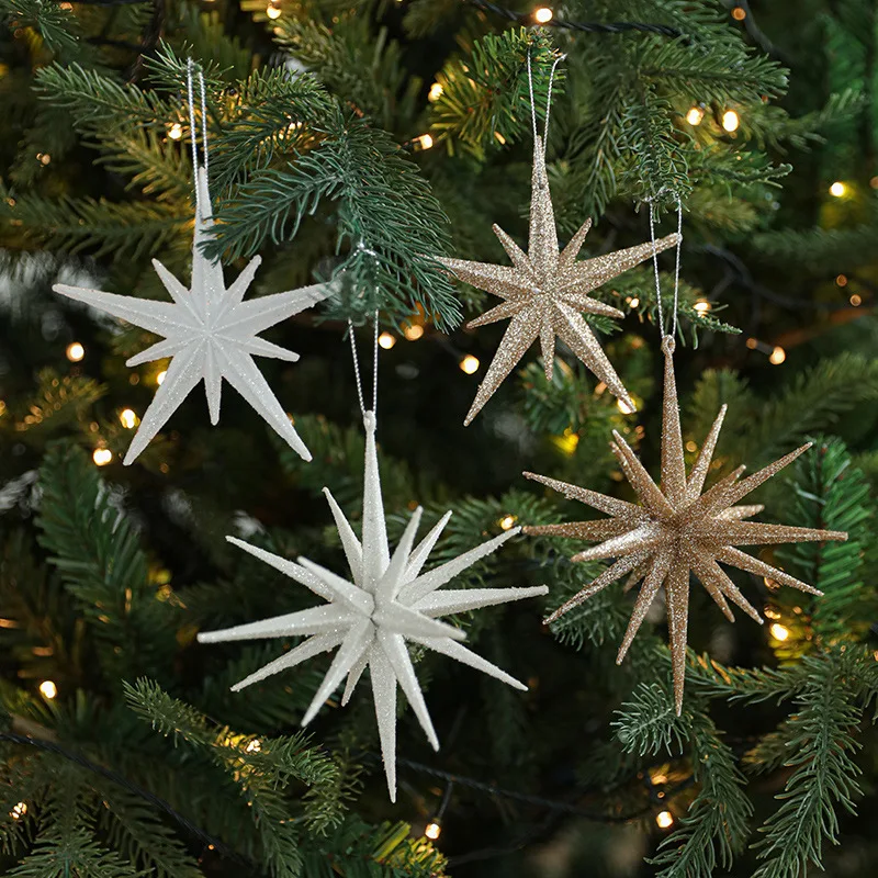 

2Pcs/Box Hangging Christmas Tree Star Pendant Photographic Props Party Supplies Xmas Ornament Exploding Star Transparent