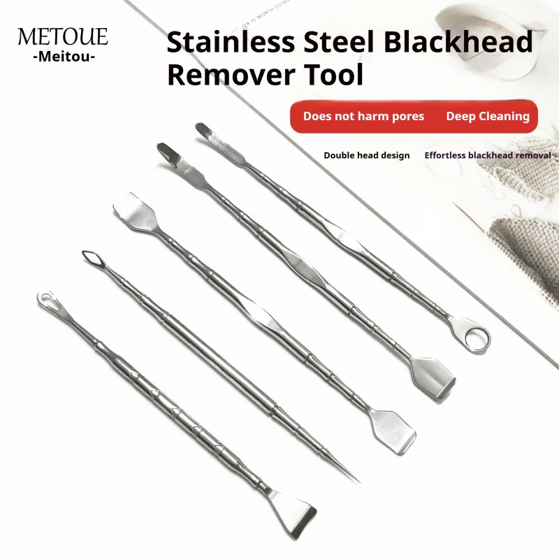Doppelköpfiger Mitesser-Entferner, Nasenreinigungsartefakt, manuelles Mitesser-Entferner-Werkzeug, Gesichts-Mitesser-Schaber, Akne-Nadel, Ganzes