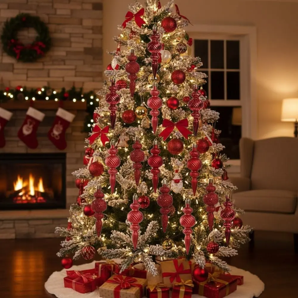 

16Pcs 16Pcs/Box Christmas Hanging Balls with Hanging Rope Special Shaped Xmas Tree Party Decorations Multi-functional Shiny