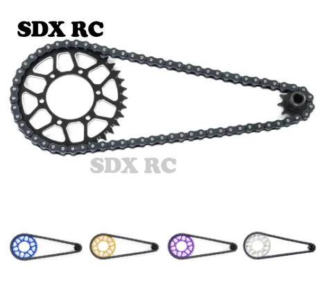 

LOSI 1/4 Promoto-MX Motorcycle Steel 10T Front Gear + 36T Rear Gear + 70-section Sprocket Chain Set Upgrade Parts Accessories