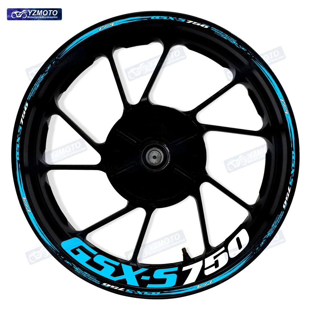 Motorrad 17 Zoll Vorder- und Hinterradaufkleber Nabenaufkleber Reflektierende wasserdichte dekorative Felgenaufkleber für GSX-S750 GSX S 750