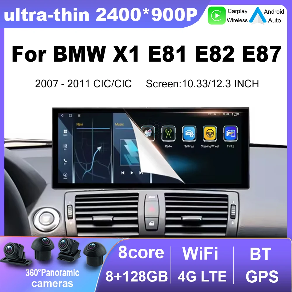 Для BMW X1 E81 E82 E87 2007-2011 GPS Navi 4G BT Автоинструменты CCC CIC Система Автомобильный Радио Мультимедийный Плеер Carplay Android 15 WiFi