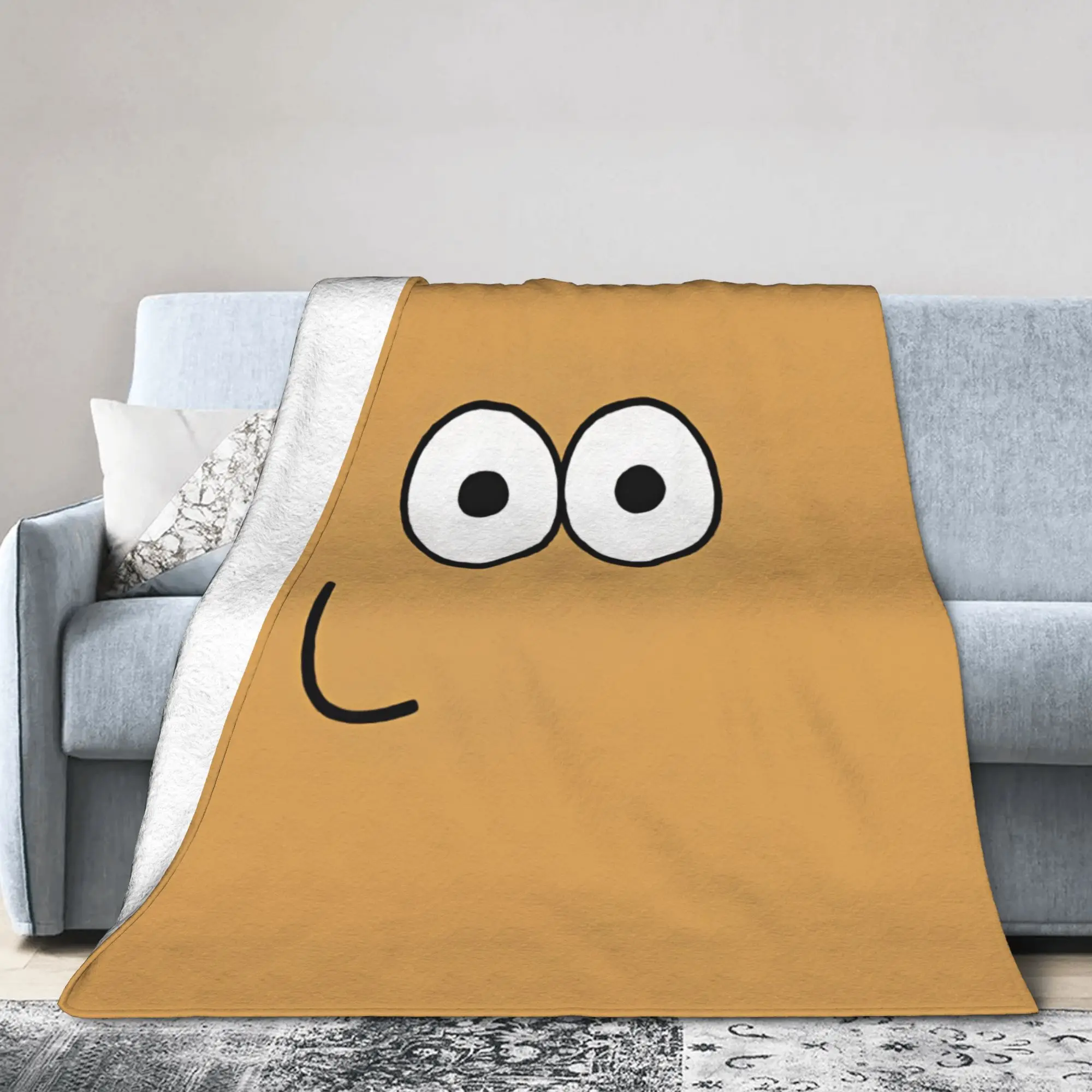 Pet Alien Pou Animated Television Throw Blanket Warm Aesthetic Blankets  For Living Room Travel Flannel Bedspread Bed Cover