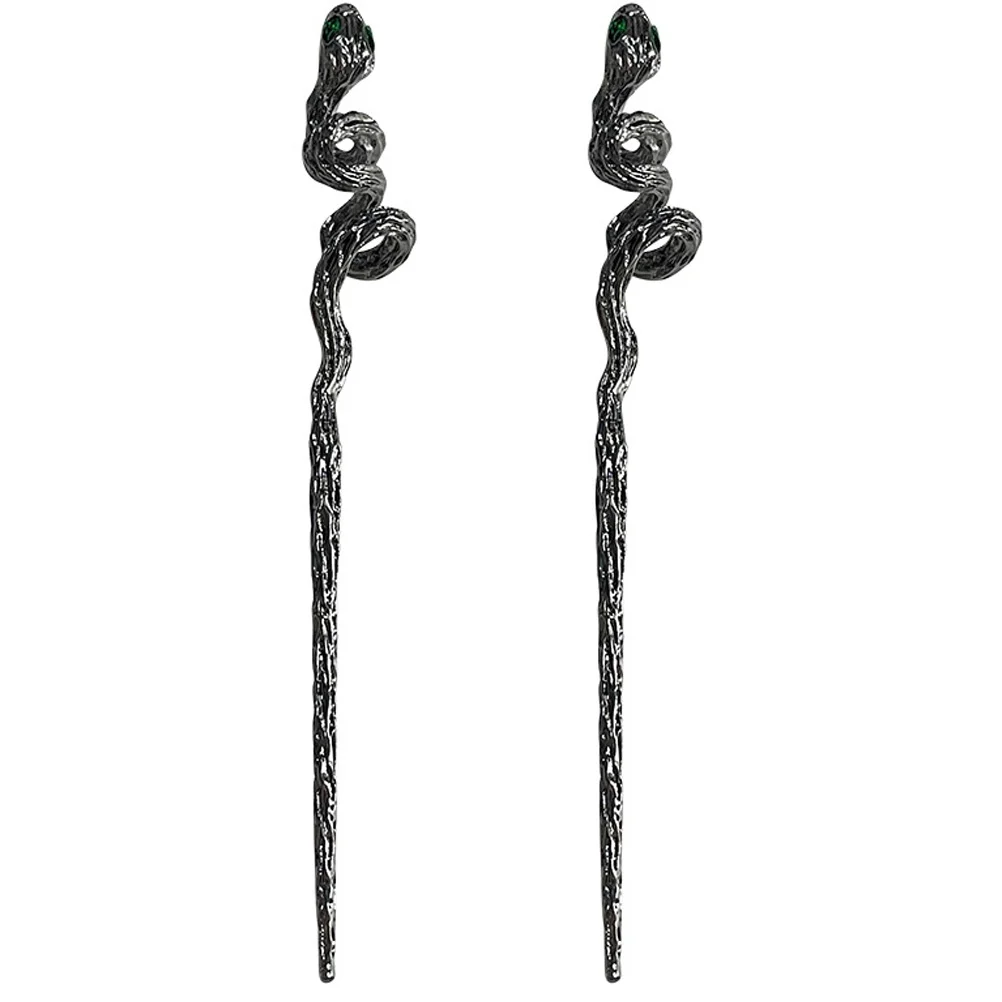 

2 Pcs Accessories Pin Snake Hairpin Miss Japanese Barrettes for Thick Goth Clips Metal Retro Hairpins Sticks Punk