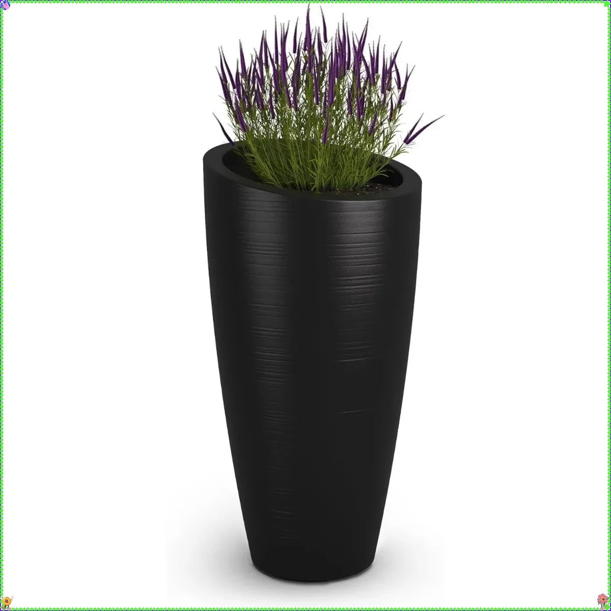 

32Inch Tall Planter - Weatherproof Outdoor & Indoor Flower Pot for Patio/Porch, Durable Large Garden Decor