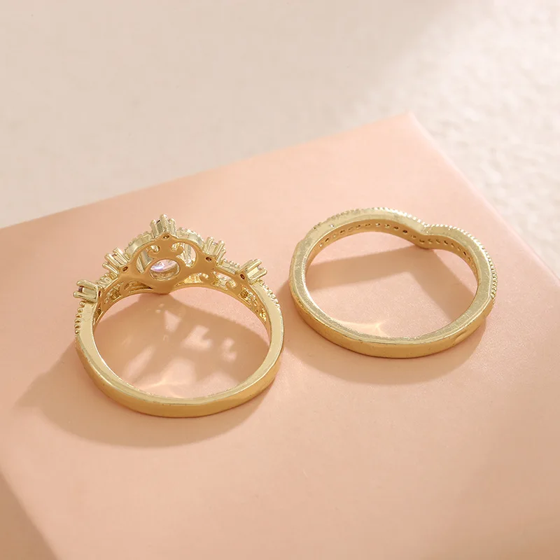 Fashion temperament Queen Crown two-piece zircon crown Coronation eight-heart eight-arrow ring