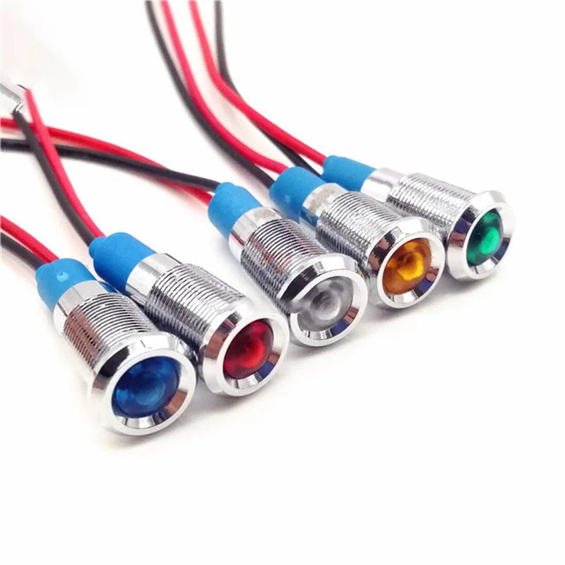 RISE-20 ชิ้น 6 มิลลิเมตรโลหะ LED ไฟเตือนสัญญาณโคมไฟนักบินออนบอร์ดจอแสดงผลไฟลวด 3 โวลต์