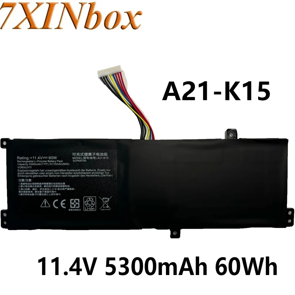 7XINbox A21-K15 11.4V 5300mAh 60Wh Battery for Getac G15G K15F Machenike F117-V65 Series Akoya K15 PC6OK